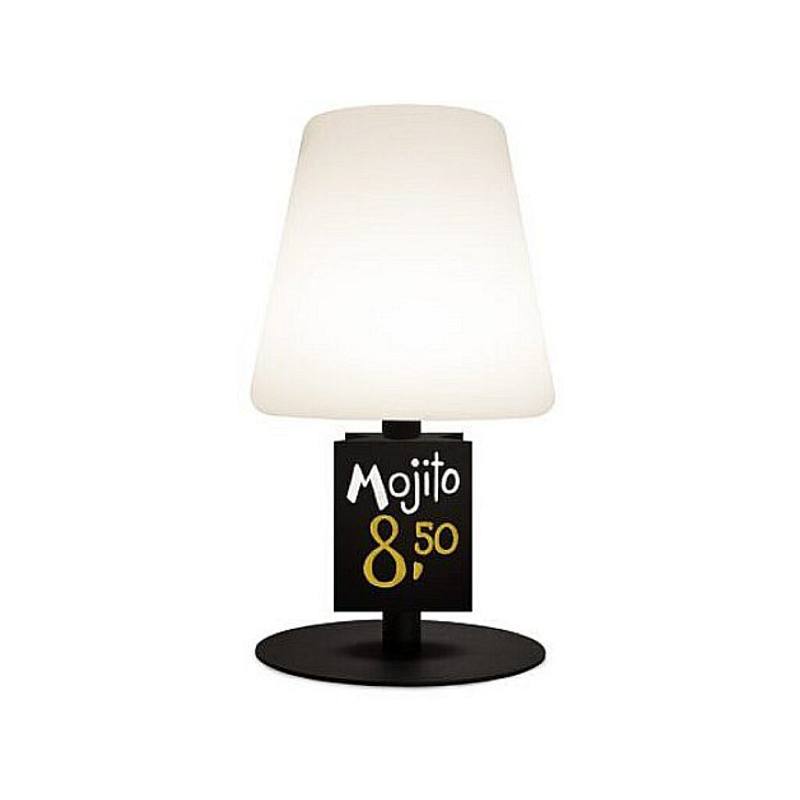 Akumulátorová stolní lampička MICHELE se štítkem, černá