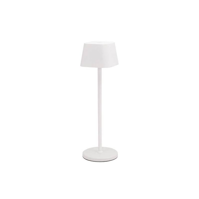 Akumulátorová stolní lampička se stmíváním, čtvercový klobouček, bílá
